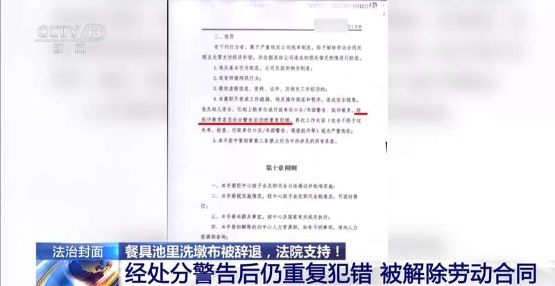洗墩布被辞退 法院：支持！儿童安全重于一切不朽情缘游戏网站一名厨工在幼儿园洗碗池里(图10)