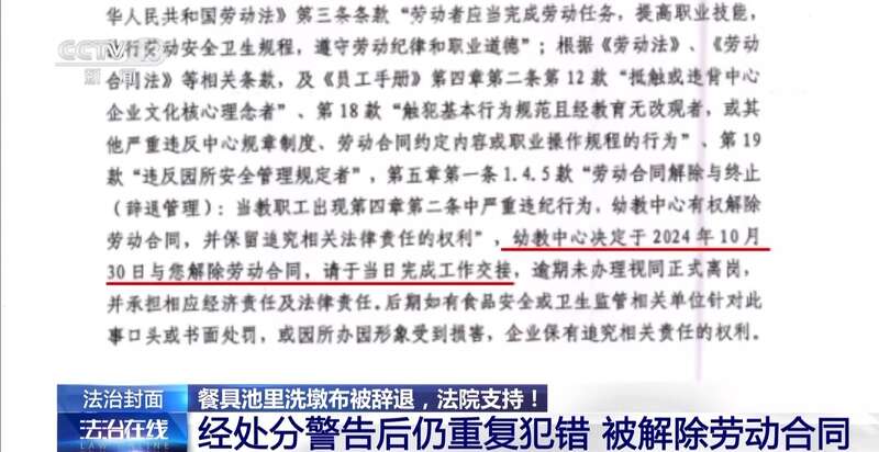 洗墩布被辞退 法院：支持！儿童安全重于一切不朽情缘游戏网站一名厨工在幼儿园洗碗池里(图14)